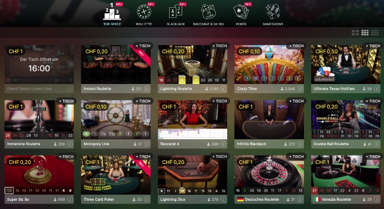 Live Casino Übersicht im mycasino
